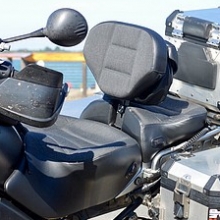 Dual Sunbrella insert saddle with rectangle pattern and RCP built-in driver backrest