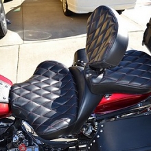 Solo all Leather with Small Diamond pattern, red stitching and RCP built-in driver backrest