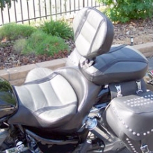 Honda VTX 1800: Solo Gray Leather Insert, Black Leather Sides with Stripes and RCP Backrest