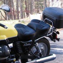 Moto Guzzi V7: Dual Black Leather Inserts with Rectangle pattern