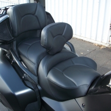 Solo all Black Leather, Halfmoon Pattern with Stock Driver Backrest, all pieces recovered to match.