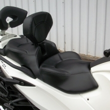 CanAm Spyder RS Dual Black Leather Inserts, Halfmoon pattern with RCP Built-in Drivers Backrest