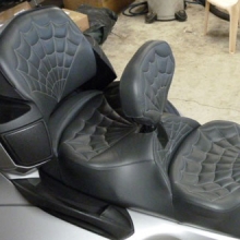 Can Am Spyder: All Leather Graphite with Spyder Web Design | RCP backrest