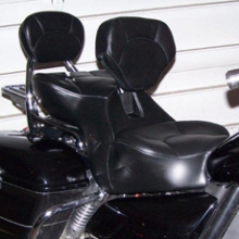 Triumph Rocket: Day-Long Dual Black Leather Halfmoon Pattern with RCP Backrest