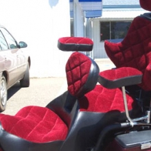 Suzuki Cavalcade: Burgundy Velour Inserts with Black Vinyl trim - Diamond Pattern with RCP Backrest