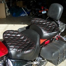 Dual all Black Vinyl with small diamond pattern and custom red stitching