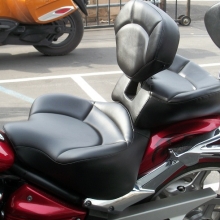Yamaha Raider Dual all Black Vinyl with Halfmoon pattern and RCP Built-in Drivers Backrest